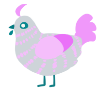 Concrete Marshmellow, a mist and lavender chicken with a bar pattern