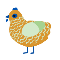 A orange and gluppy chicken with a lace pattern