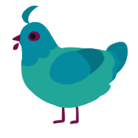 acheri miku baby, a turquoise and sea chicken with a head pattern