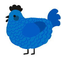 A sapphire and ultramarine chicken with a lace pattern