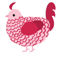 A rose and crimson chicken with a lace pattern