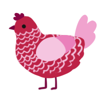 A crimson and pink chicken with a lace pattern