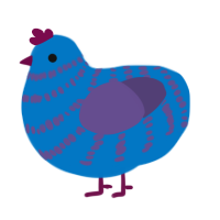 Taylor, a sapphire and overcast chicken with a bar pattern