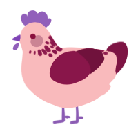 valentine, a pink and wine chicken with a neck-speckle pattern