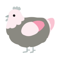 A ash and rose chicken with a head pattern