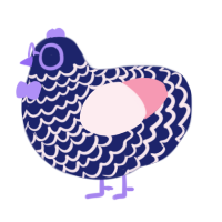 GMON, a navy and rose chicken with a lace pattern