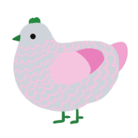 Cattail, a mist and pink chicken with a lace pattern