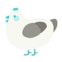 nonphoto blue, a white and ash chicken