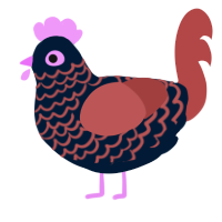 A tumblr and red chicken with a lace pattern
