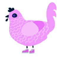 A lavender chicken with a lace pattern
