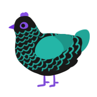 A sable and turquoise chicken with a lace pattern