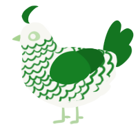 A white and leaf chicken with a lace pattern