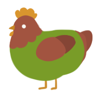 A chartreuse and russet chicken with a head pattern