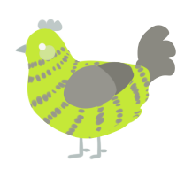 A lime and ash chicken with a bar pattern