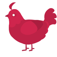 Cerise, a crimson chicken with a head pattern
