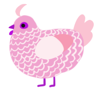 Keychain, a pink and rose chicken with a lace pattern