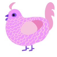 Sticky Note, a lavender and pink chicken with a lace pattern