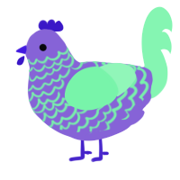 A chartreuse and wine chicken with a lace pattern