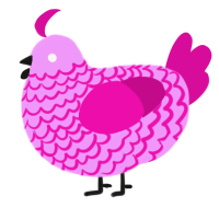 Wooden Spork, a lavender and fuchsia chicken with a lace pattern