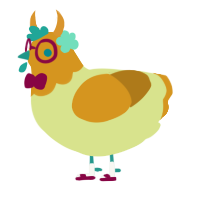 雷鳴, a lemon and ochre chicken with a head pattern