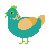 A turquoise and honey chicken with a neck-speckle pattern