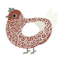 A russet and white chicken with a double-lace pattern