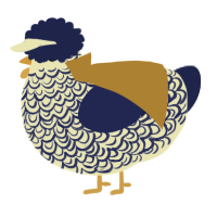 Fine China, a white and navy chicken with a double-lace pattern