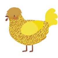 gold-, a gold and yellow chicken with a double-lace pattern