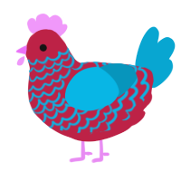 red pop, a crimson and cerulean chicken with a lace pattern