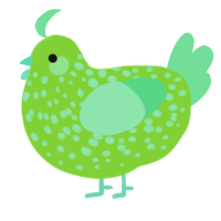 A grass and spring chicken with a speckle pattern