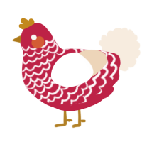 Red Maple Leaf, a crimson and cream chicken with a lace pattern