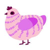 A rose and orchid chicken with a bar pattern