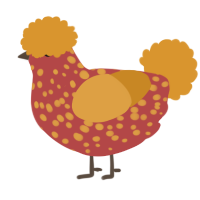 Orange Maple Leaf, a red and orange chicken with a speckle pattern