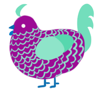 A plum and mint chicken with a lace pattern
