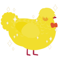 Squeaky, a yellow chicken with a half-lace pattern