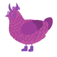 Astaroth, a fuchsia and plum chicken with a lace pattern
