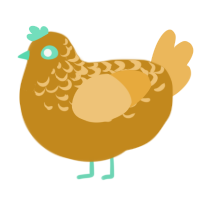Fishstick, a ochre and honey chicken with a half-lace pattern