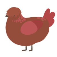 Daylily, a russet and red chicken with a neck-speckle pattern