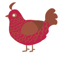 A crimson and russet chicken with a lace pattern