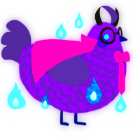 Prince, a violet and overcast chicken with a lace pattern
