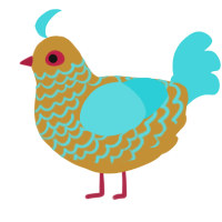 Mrs Blaileen, a gold and aqua chicken with a lace pattern