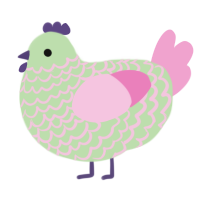Watermelon Matcha, a gluppy and pink chicken with a lace pattern