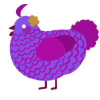 Spoiler, a blurple and plum chicken with a lace pattern