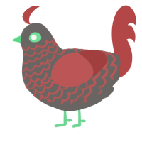 Pastel Christmas, a grey and red chicken with a lace pattern