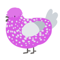 A orchid and mist chicken with a speckle pattern