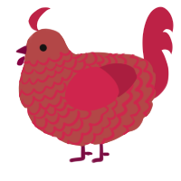 A red and crimson chicken with a lace pattern