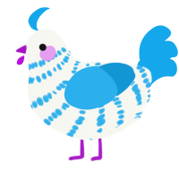 White water rafting, a white and sky chicken with a bar pattern