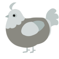 Pigeon, a ash and silver chicken with a head pattern