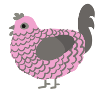 A pink and grey chicken with a lace pattern