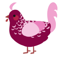 A maroon and pink chicken with a half-lace pattern